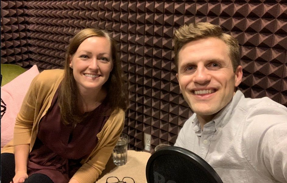 Andy Proctor and Em Capito at Kiln's podcast studio